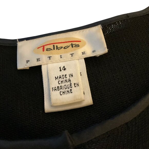 Talbots Petites Womens 100% Silk Black Cardigan Sweater Size 14  Button Front - Picture 3 of 7